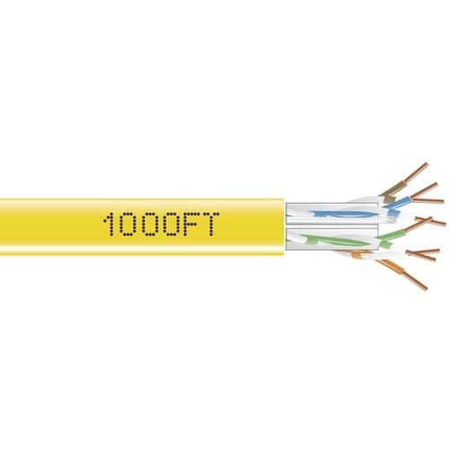 1000-FT YELLOW CAT6 SOLID BULK CABLE 550MHZ UTP CMR PULL BOX