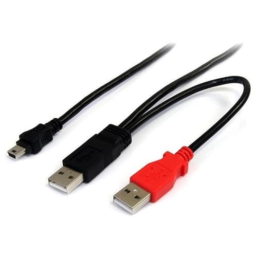 3FT USB Y CABLE USB A MINI USB USB TO MINI B EXTERMAL DRIVE POWER