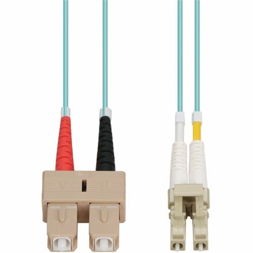 4M LOMM OM4 FIBER OPTIC MALE LC/SC 50/125 DUPLEX AQUA CABLE