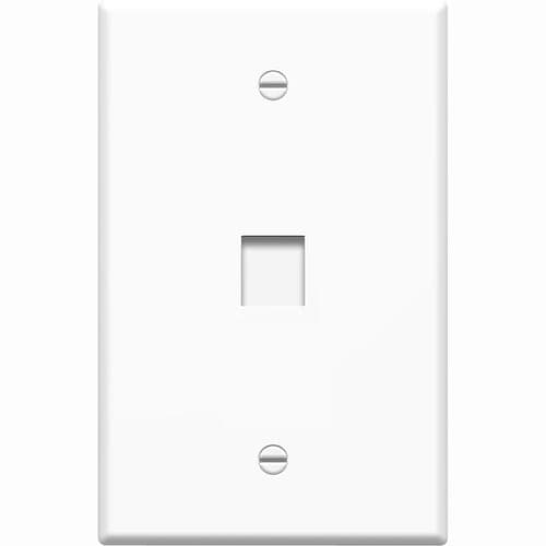 1PORT WHITE KEYSTONE WALL PLATE CAT5 CAT6 HDMI USB DISPLAYPORT RCA