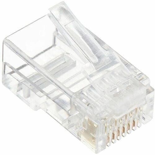 100PK CAT5E RJ45 MODULAR PLUG FOR STRANDED OR SOLID CAT5E CABLE
