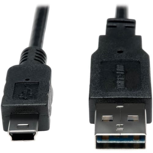 3FT USB REVERSIBLE SLIM CABLE USB-A TO 5PIN MINI-B USB 2.0M/M