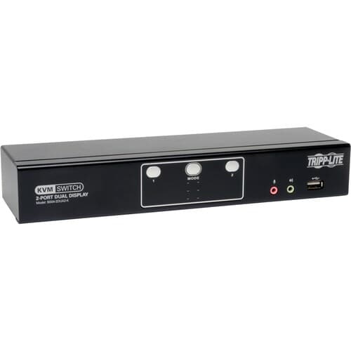 2PORT DUAL MONITOR KVM SWITCH DVI DESKTOP USB 2.0 HUB 3.5MM