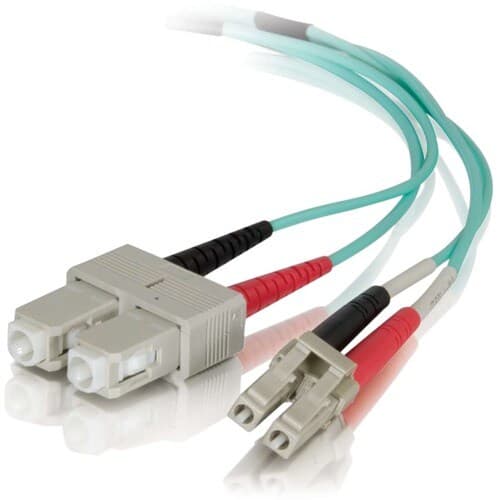 5M FIBER OPTIC MMF LC-SC OM4 50/125 DUPLEX PVC AQUA CABLE