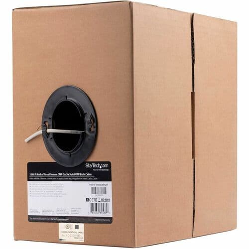 1000FT GREY CAT5E CABLE PLENUM BULK SOLID WIRE NETWORK RJ45 SPOOL