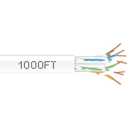 1000FT CAT6A 650MHZ SOLID BULK CABLE UTP CM WHITE