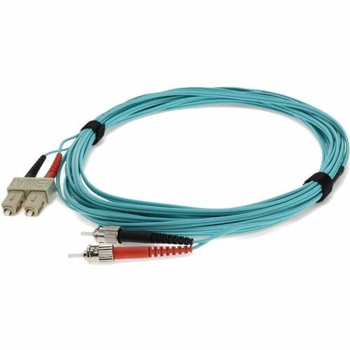10M ST/SC MALE TO MALE DUPLEX LOMM OM4 AQUA PATCH CABLE