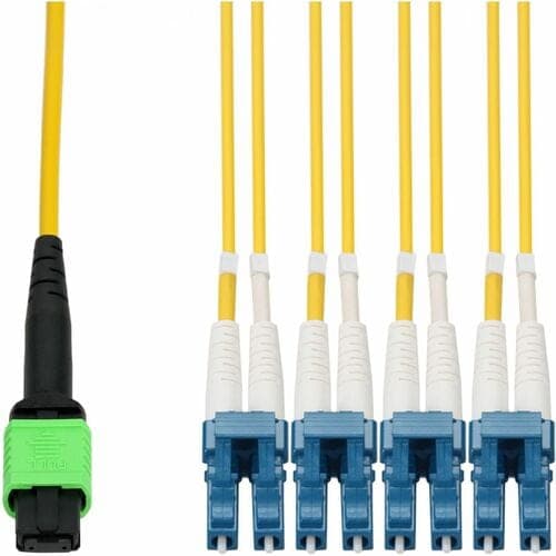 10M MPO F TO 4XLC DUPLEX FANOUT SMF OS1 9/125 YELLOW PATCH CABLE
