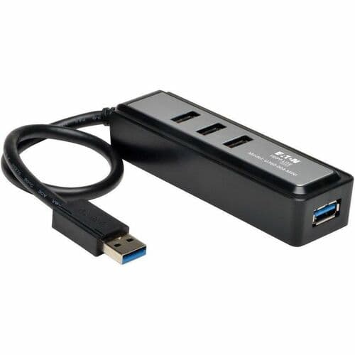 4-PORT USB PORTABLE HUB USB 3.0 SUPERSPEED 1FT CABLE 5GBPS
