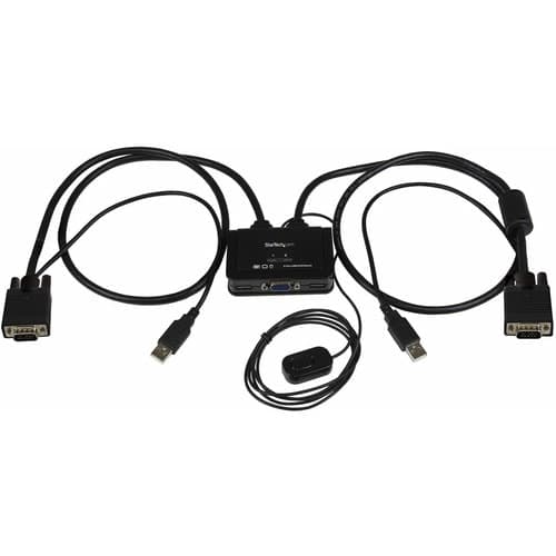 2 PORT VGA KVM SWITCH CABLE KVM USB POWERED REMOTE SWITCH