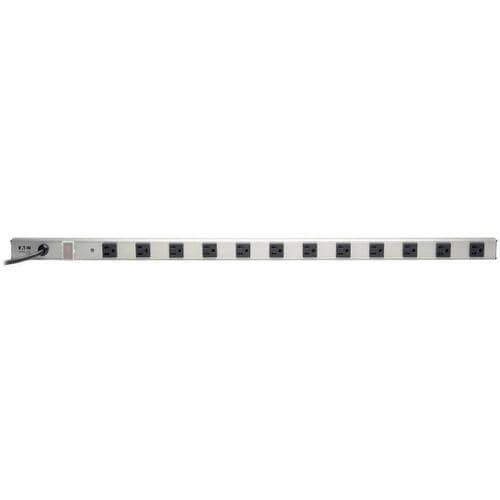 12 OUTLET POWER STRIP VERTICAL 6 FT CORD METAL 120V 15A 5-15P 36IN
