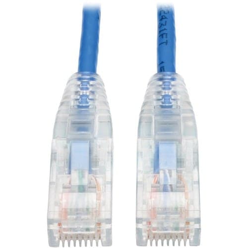2FT CAT6 PATCH CABLE SLIM BLUE GIGABIT MOLDED SNAGLESS UTP PVC M/M