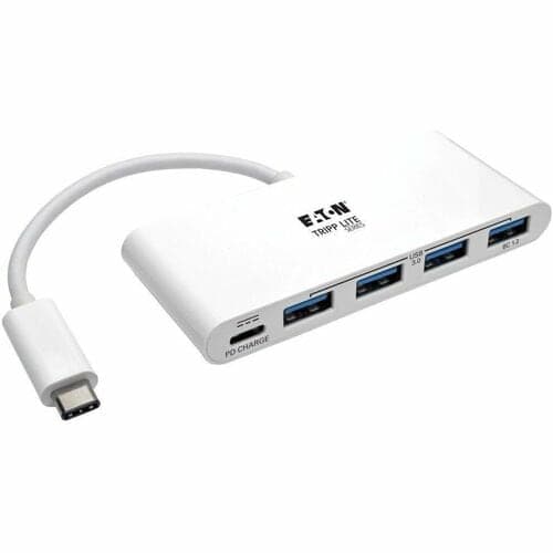 4-PORT USB PORTABLE HUB ADAPTER USB-C TO 4XUBS-A W/ USB-C CHARGING
