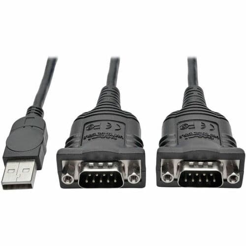 6FT 2-PORT USB TO DB9 ADAPTER SERIAL RS-232 FTDI W/ COM RETENTION