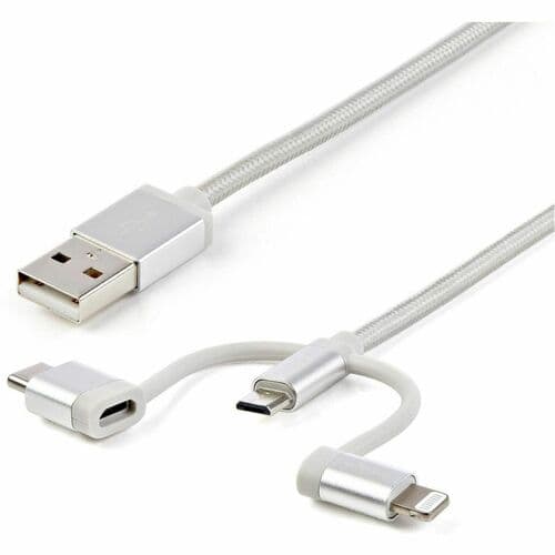 3FT USB MULTI CHARGING CABLE LIGHTNING USB C MICRO-USB CHARGER