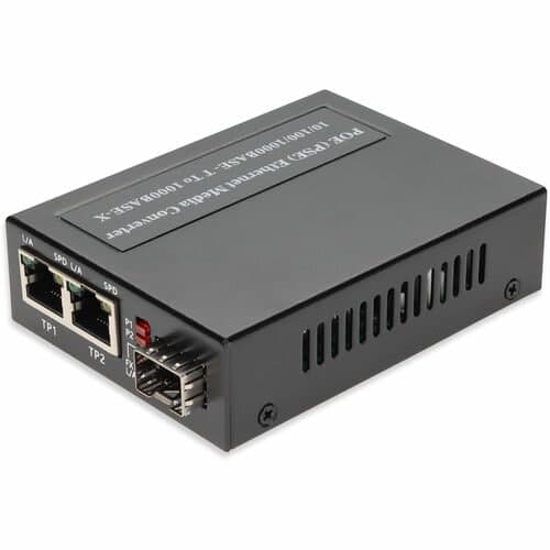 1GBS 2RJ-45 TO 2 SFP PORT POE+ 15W MEDIA CONVERTER