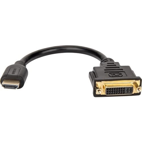 8IN HDMI TO DVI-D ADAPTER M/F GOLD PLATED CONNECTORS BLACK