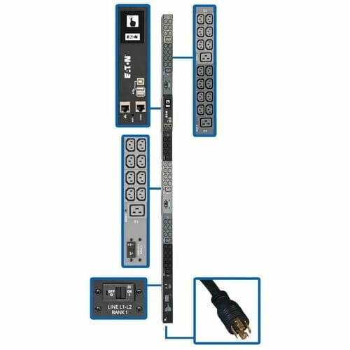 PDU 3PHASE MONITORED 10KW 200/208/240V 42 C13 6 C19 L21-30P