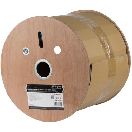 1000FT BLUE CAT6A CABLE BULK SOLID WIRE ETHERNET CABLE SPOOL