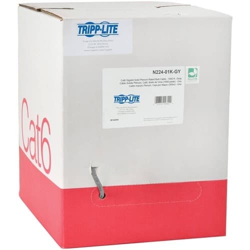 1000FT CAT6 BULK CABLE GRAY GIGABIT SOLID PLENUM CMP PVC