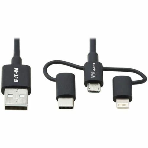 6FT USB-A TO LIGHTNING USB MICRO-B  USB C SYNC/CHARGE CABLE