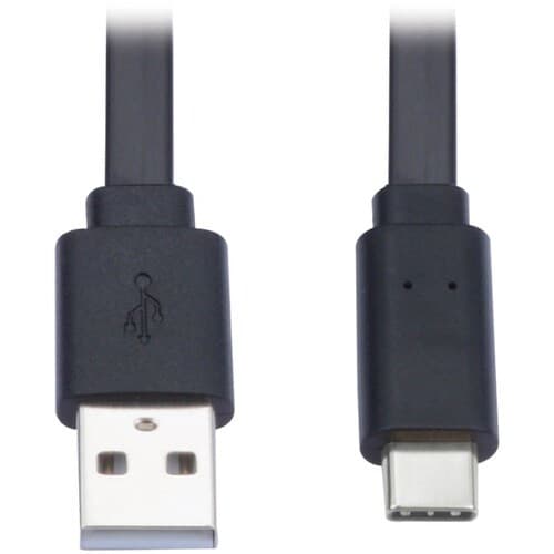 3FT USB-A TO USB C CABLE FLAT USB 2.0 M/M THUNDERBOLT 3 BLACK