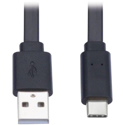 6FT USB-A TO USB C CABLE FLAT USB 2.0 M/M THUNDERBOLT 3 BLACK
