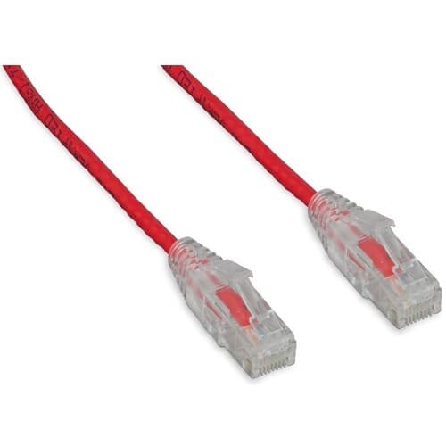 15FT CAT6 RED SLIM 28AWG W/CLEAR SNAGLESS MOLDED BOOT CABLE