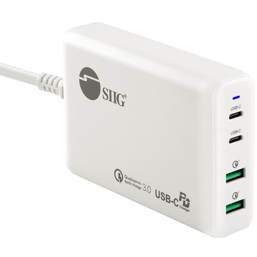 100W DUAL USB-C PD 3.0 PPS AND QC 3.0 COMBO POWER CHARGER WHITE