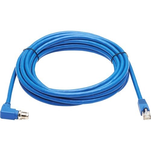 10M CAT6A BLUE SHIELDED M12 XCODE RIGHT-ANGLE RJ45 ETHERN CABLE