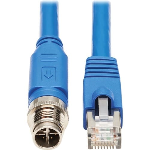 5M ENET CABLE SHIELDED M12 X-CODE CAT6A M12 RJ45 M/M BLUE