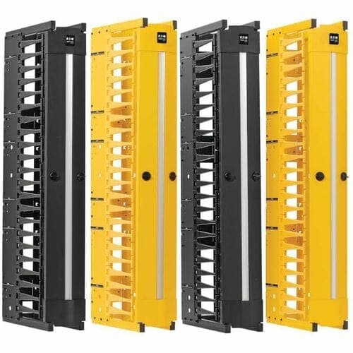 VERTICAL CABLE MANAGER FINGER DUCT DOUBLE SIDED 6IN WIDE YELLOW/B
