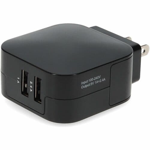 WALL CHARGER DUAL PORT 2X USB-A 5V 3.4A BLACK