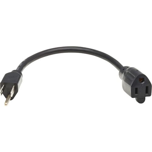 1FT POWER EXTENSION CORD 5-15P TO 5-15R 13A 120V 16 AWG BLACK