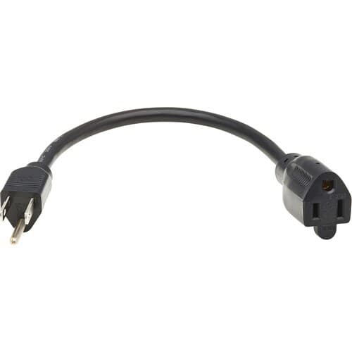 1FT POWER EXTENSION CORD 5-15P TO 5-15R 13A 120V 16 AWG BLACK