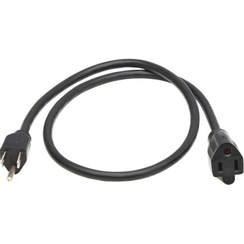 3FT POWER EXTENSION CORD 5-15P TO 5-15R 13A 120V 16 AWG BLACK