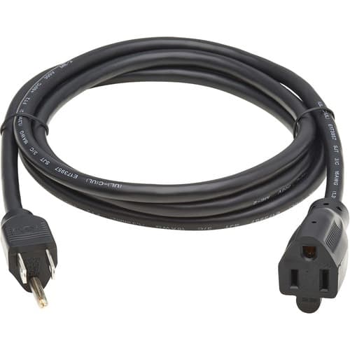 6FT POWER EXTENSION CORD 5-15P TO 5-15R 13A 120V 16 AWG BLACK