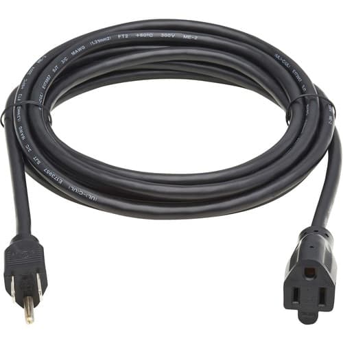 10FT POWER EXTENSION CORD 5-15P TO 5-15R 13A 120V 16 AWG BLACK