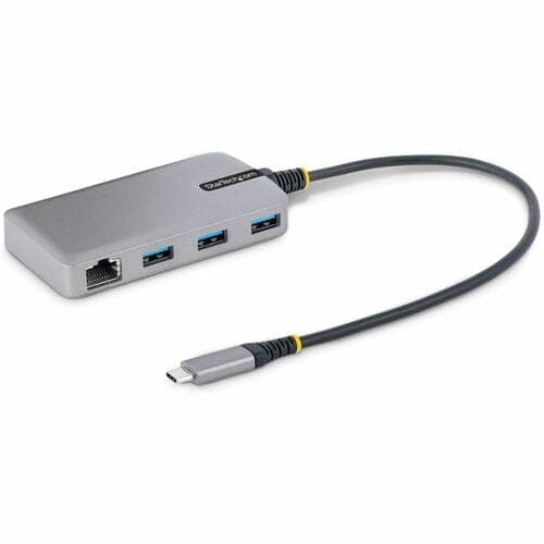 3-PORT USB-C HUB WITH ETHERNET PORTABLE USB HUB ADAPTER W/ GBE