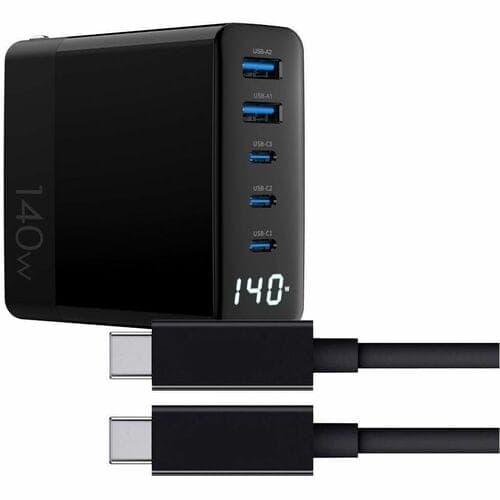 LAPTOP CHARGER WITH 140W GAN CHARGER AND 10FT USB C CABLE BLACK