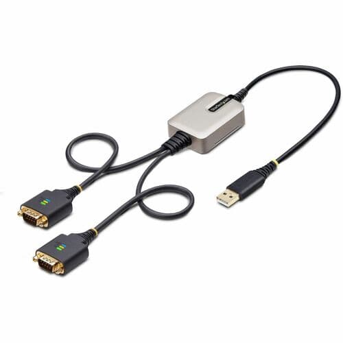 2FT 2-PORT USB SERIAL CABLE - USB TO DUAL DB9 RS232 ADAPTER