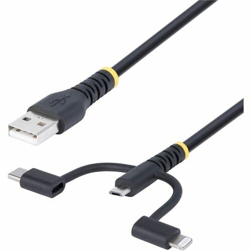RUGGED USB MULTI CHARGING CABLE USB TO LIGHTNING/MICRO-USB/TYPE-C