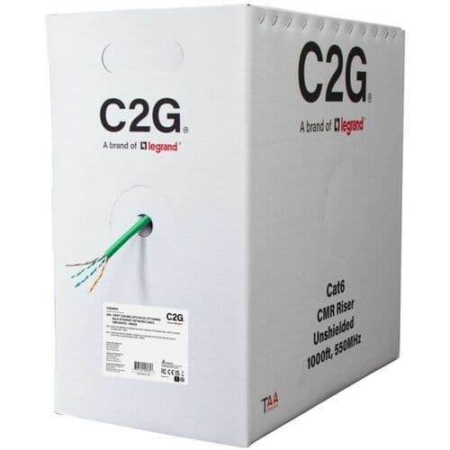 C2G BULK CAT6 UTP CMR TAA GREEN C2G 1000FT CAT6 ETHERNET CABLE CMR