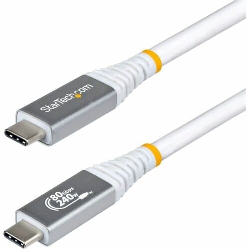 1.6FT USB4 CABLE WHITE USB-IF CERTIFIED 8K120/DP2.1/240W/80GBPS