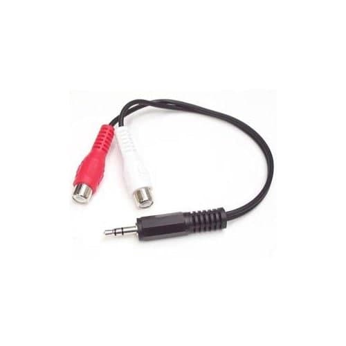 6IN STEREO HEADPHONE JACK 3.5MM MALE TO 2X RCA FEMALE