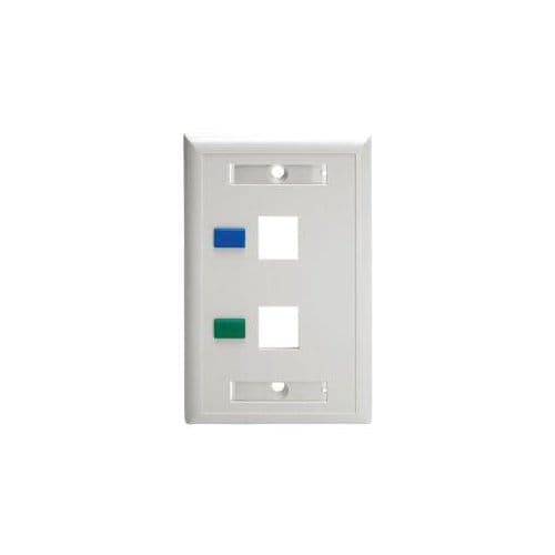 2PORT RJ45 KEYSTONE WALL PLATE DUAL OUTLET UNIVERSAL WHITE TAA