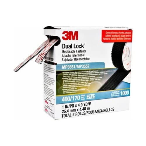5YDS DUAL LOCK FASTENER BLACK 2 ROLLS PER PACK