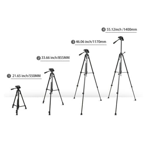 ADJUSTABLE TRIPOD 21-55IN 1/4IN MOUNTING SCREW STORAGE BAG