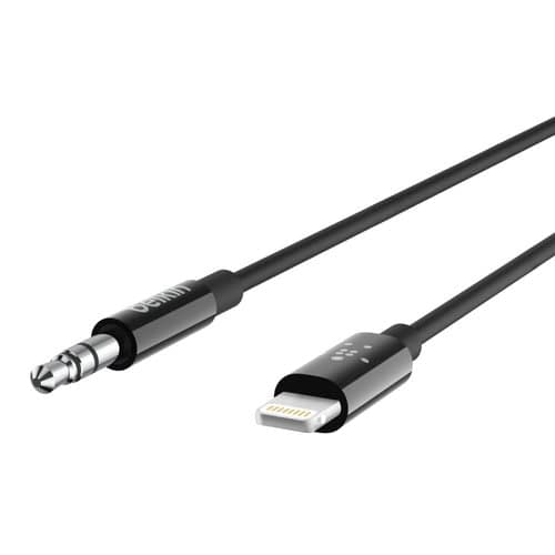 6FT BLACK 3.5MM AUDIO CABLE WITH LIGHTNING CONNECTOR