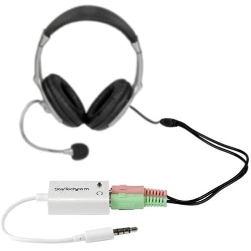 HEADPHONE MICROPHONE SPLITTER WHITE - 4 PIN TO 2X 3 PIN 3.5MM